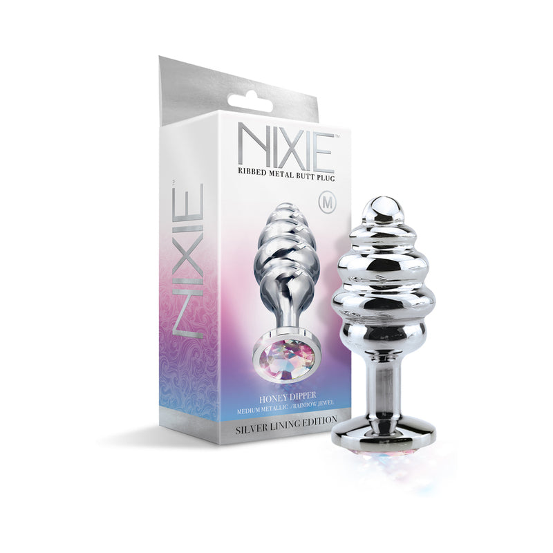 Nixie Ribbed Metal Butt Plug Honey Dipper Medium-Pinkfoxxx