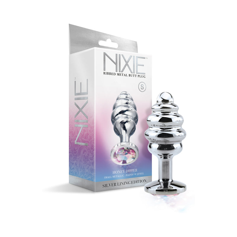 Nixie Ribbed Metal Butt Plug Honey Dipper Small-Pinkfoxxx