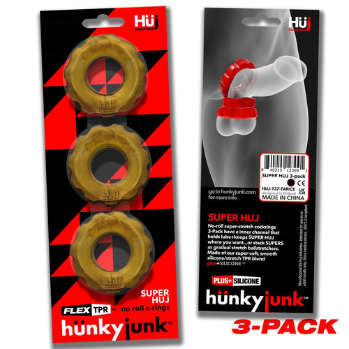 SUPER HUJ 3PK COCK RINGS BRONZE (NET) - OXHUJ137BRZ