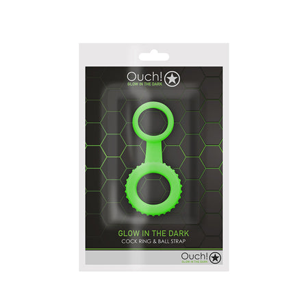 Ouch! Glow in the Dark Cockring & Ball Strap Neon Green-Pinkfoxxx