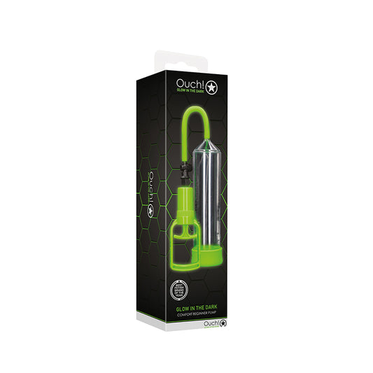 Ouch! Glow in the Dark Comfort Beginner Penis Pump Neon Green-Pinkfoxxx