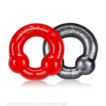 OxBalls 2-Pack Cockring, Steel & Red-Pinkfoxxx