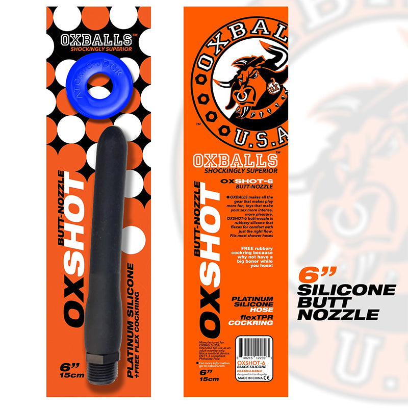 Oxballs Oxshot Butt Nozzle Shower Hose Flex Cockring Black-Pinkfoxxx