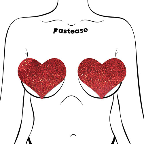 PASTEASE HEART GLITTER RED FULLER COVERAGE - PASCHRTGLTRD