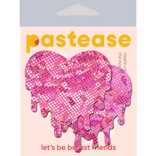 PASTEASE PINK MELTY HEART SHATTERED GLASS DISCO BALL - PASHRTMELTDISPK