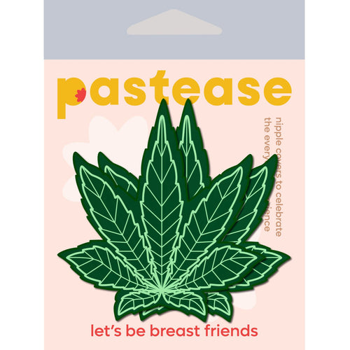 PASTEASE INDICA POT LEAF GLITTER GREEN WEED NIPPLE PASTIES - PASLFIGLTGRP