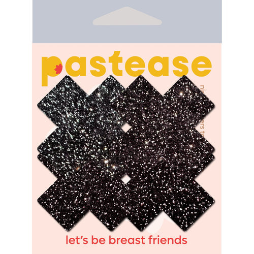 PETITES PLUS X :SMALL SPARKLE BLACK PLUS NIPPLE PASTIES - PASPETPLSSPRBK