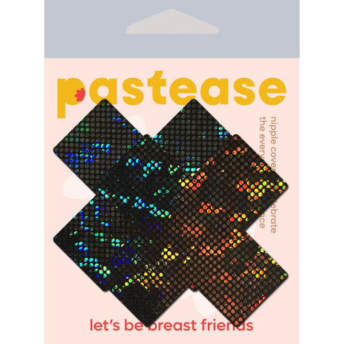 PASTEASE SHATTERED GLASS DISCO BALL GLITTER BLACK CROSS - PASPLSDISBK