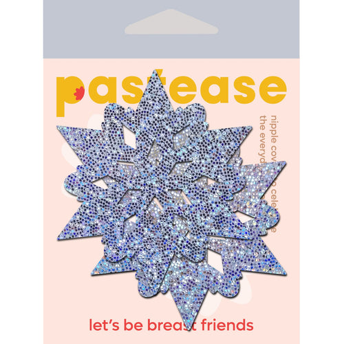 SILVER GLITTER SNOWFLAKES NIPPLE PASTIES - PASSNWGLTSL5