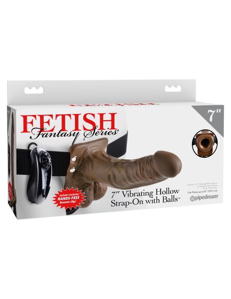 FETISH FANTASY HOLLOW STRAP ON W/BALL 7 VIBRATING BROWN " - PD337629