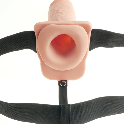 FETISH FANTASY 9 IN HOLLOW RECHARGEABLE STRAP-ON W/ BALLS - PD339221
