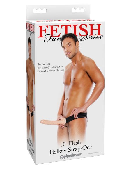FETISH FANTASY 10IN HOLLOW STRAP ON FLESH - PD394821