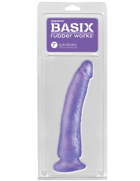 BASIX RUBBER WORKS SLIM 7IN DONG PURPLE W/ SUCTION CUP - PD422312