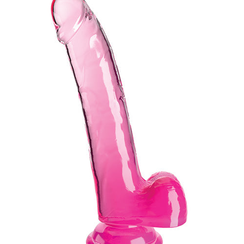 KING COCK CLEAR 9IN W/ BALLS PINK - PD575811