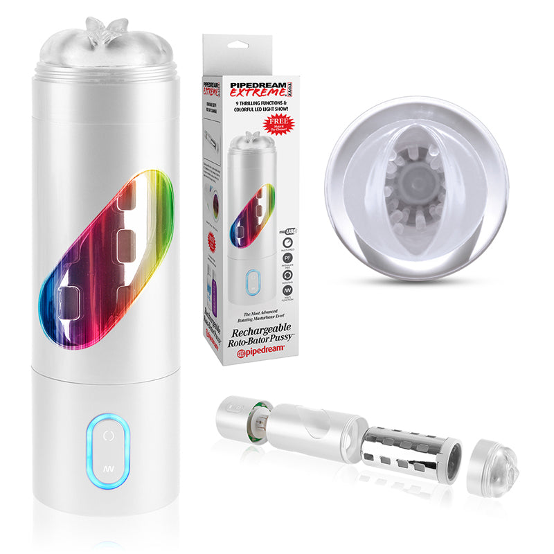 PDX Rechargeable Roto-Bator Light-Up Rotating Stroker-Pinkfoxxx