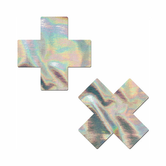 Pastease Holographic Crosses Pasties Silver-Pinkfoxxx
