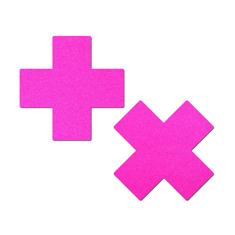 Pastease Plus X: Neon Day-Glow Lycra Cross Nipple Pasties-Pinkfoxxx
