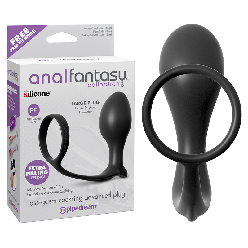 Pipedream Anal Fantasy Collection Silicone Ass-Gasm Cock Ring Plug Black-Pinkfoxxx