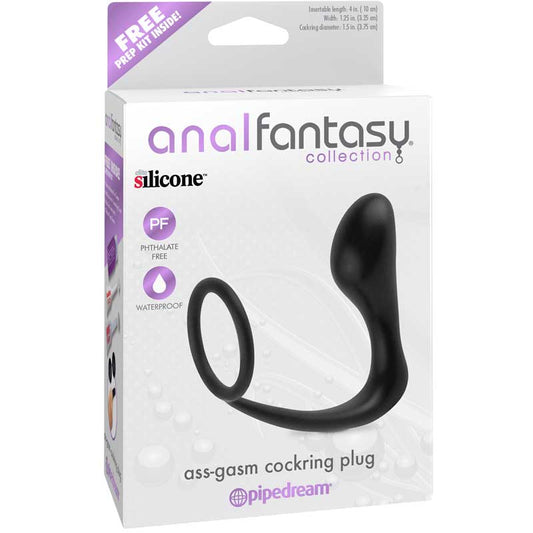 Pipedream Anal Fantasy Collection Silicone Ass-Gasm Cockring Plug Black-Pinkfoxxx