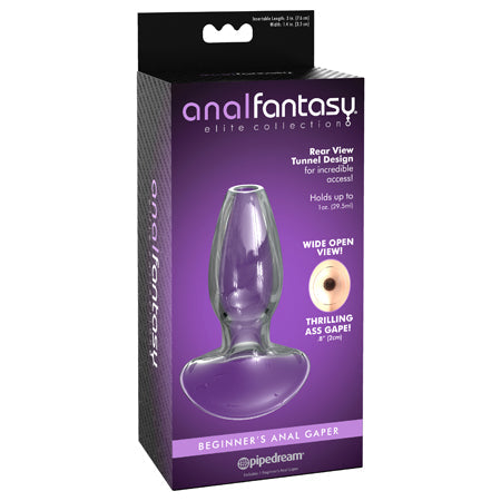 Pipedream Anal Fantasy Elite Collection Beginner's Anal Gaper Glass Tunnel Plug Clear-Pinkfoxxx