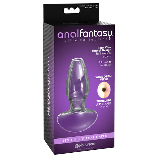 Pipedream Anal Fantasy Elite Collection Beginner's Anal Gaper Glass Tunnel Plug Clear-Pinkfoxxx