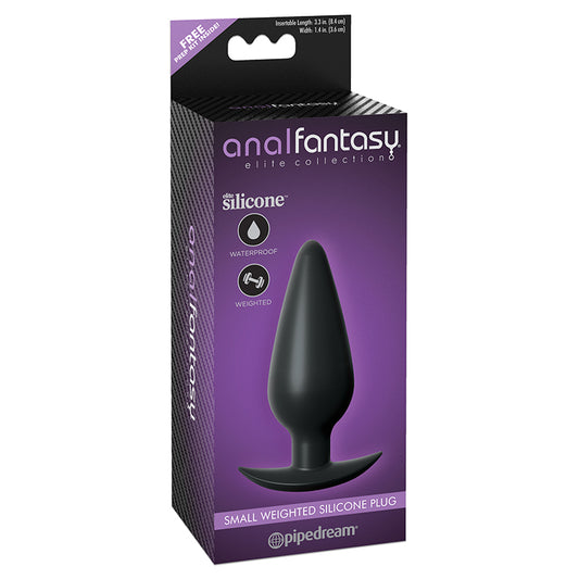 Pipedream Anal Fantasy Elite Collection Small Weighted Silicone Plug Black-Pinkfoxxx