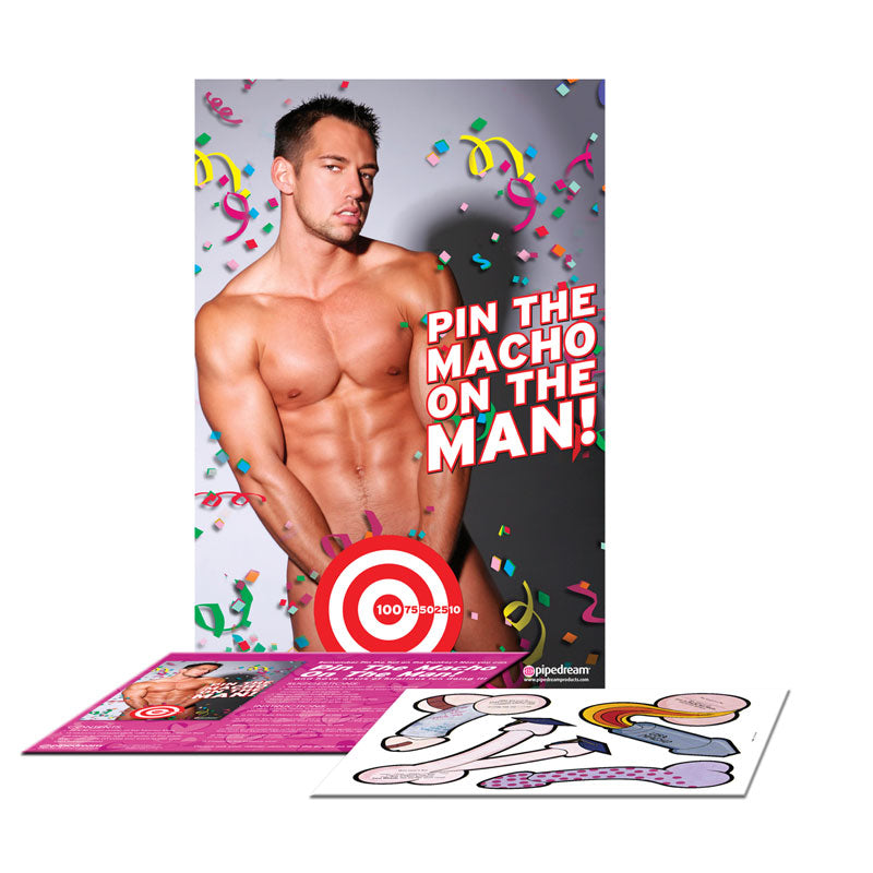 Pipedream Bachelorette Party Favors Pin The Macho On The Man Game-Pinkfoxxx
