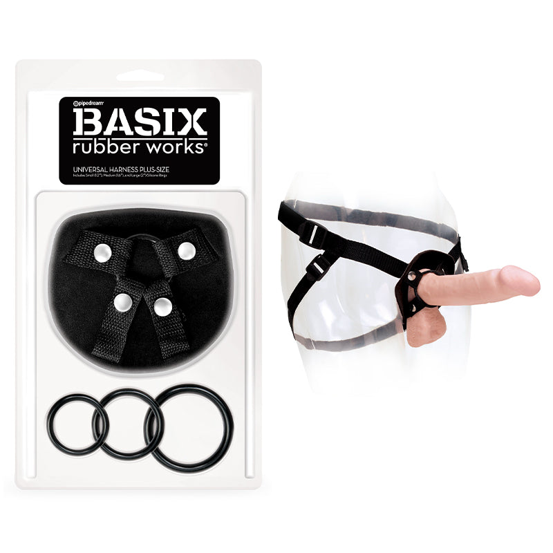 Pipedream Basix Rubber Works Universal Harness Black-Pinkfoxxx