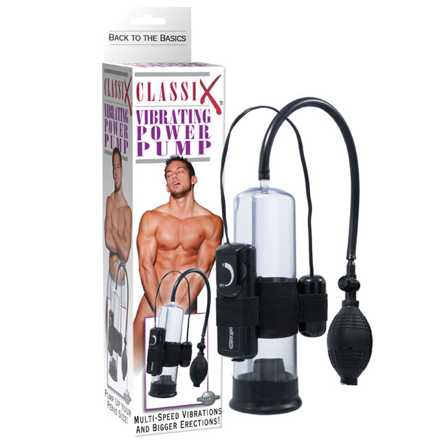 Pipedream Classix Vibrating Power Pump Clear/Black-Pinkfoxxx