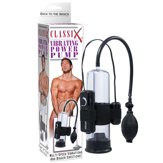 Pipedream Classix Vibrating Power Pump Clear/Black-Pinkfoxxx