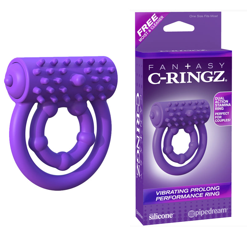 Pipedream Fantasy C-Ringz Silicone Vibrating Prolong Performance Ring Purple-Pinkfoxxx