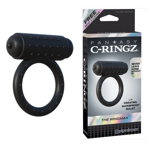 Pipedream Fantasy C-Ringz The Wingman Vibrating Cockring Black-Pinkfoxxx