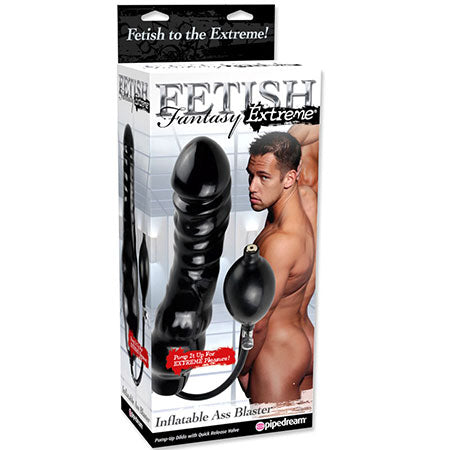 Pipedream Fetish Fantasy Extreme Inflatable Ass Blaster 11 in. Inflating Dildo Black-Pinkfoxxx