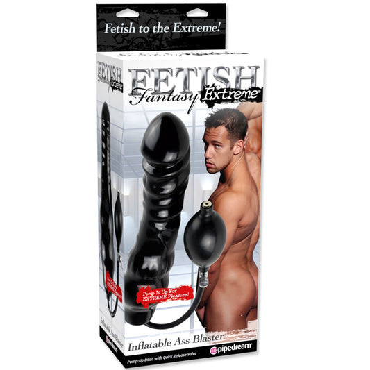 Pipedream Fetish Fantasy Extreme Inflatable Ass Blaster 11 in. Inflating Dildo Black-Pinkfoxxx