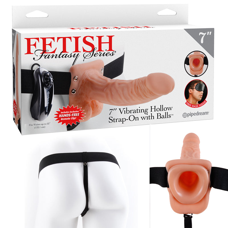 Pipedream Fetish Fantasy Series 11 in. Vibrating Hollow Strap-On Beige/Black-Pinkfoxxx