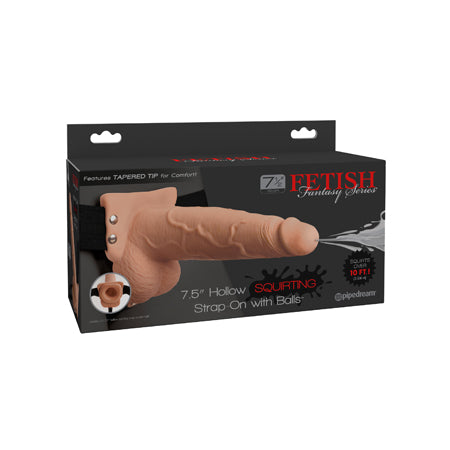Pipedream Fetish Fantasy Series 7.5 in. Hollow Squirting Strap-On With Balls-Pinkfoxxx