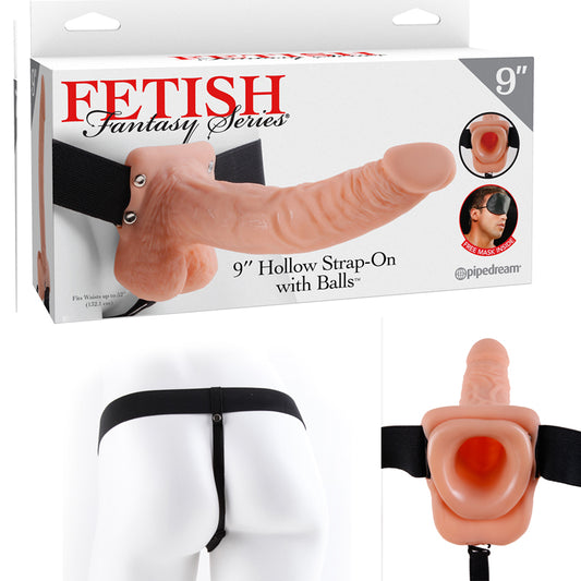 Pipedream Fetish Fantasy Series 9 in. Hollow Strap-On with Balls-Pinkfoxxx