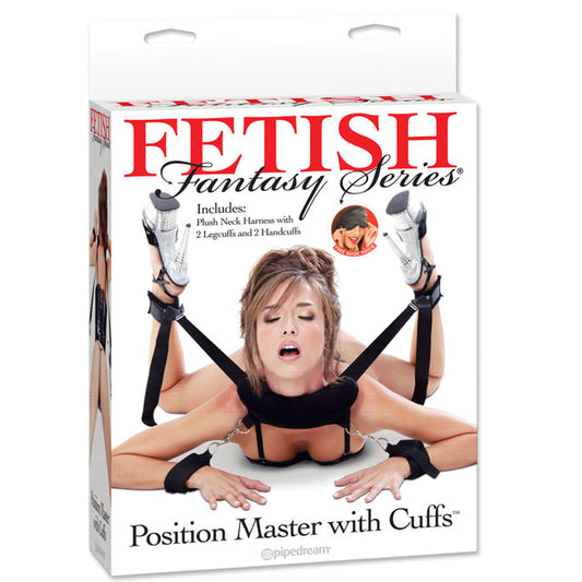 Pipedream Fetish Fantasy Series Adjustable Position Master With Cuffs Black-Pinkfoxxx
