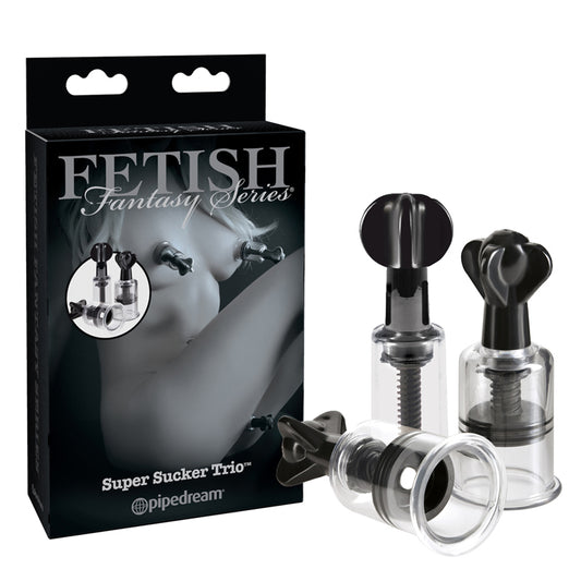 Pipedream Fetish Fantasy Series Limited Edition Super Suckers Trio Clear/Black-Pinkfoxxx