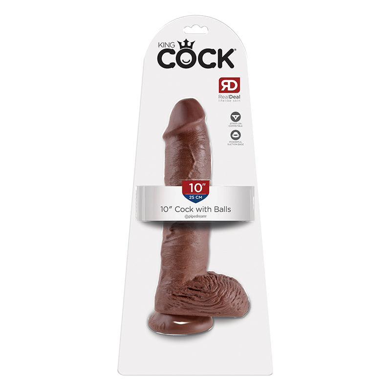 Pipedream King Cock 10 in. Cock With Balls Realistic Suction Cup Dildo-Pinkfoxxx