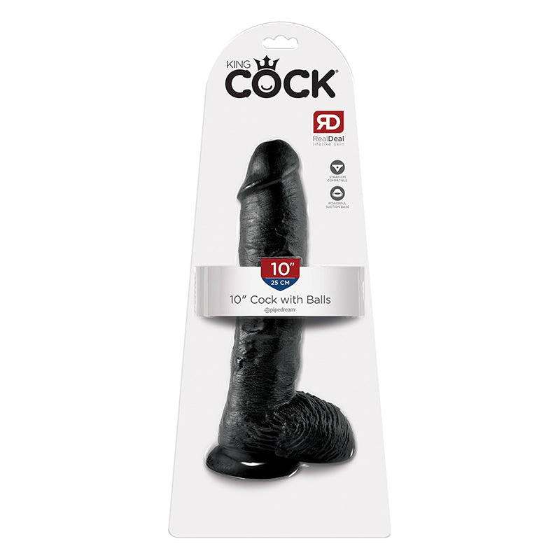 Pipedream King Cock 10 in. Cock With Balls Realistic Suction Cup Dildo-Pinkfoxxx