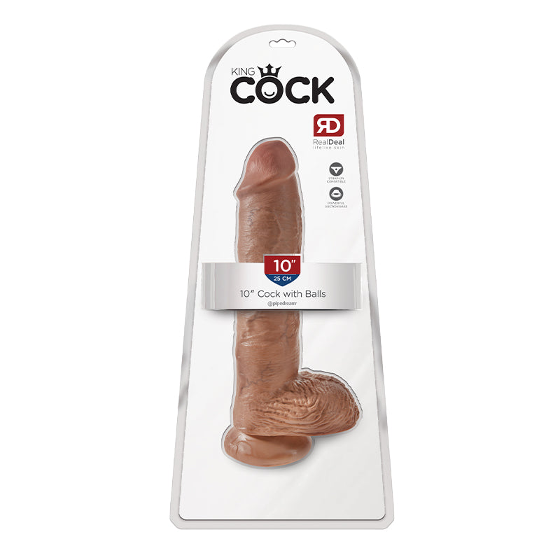 Pipedream King Cock 10 in. Cock With Balls Realistic Suction Cup Dildo-Pinkfoxxx
