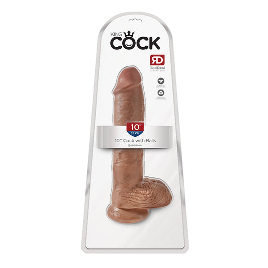 Pipedream King Cock 10 in. Cock With Balls Realistic Suction Cup Dildo-Pinkfoxxx