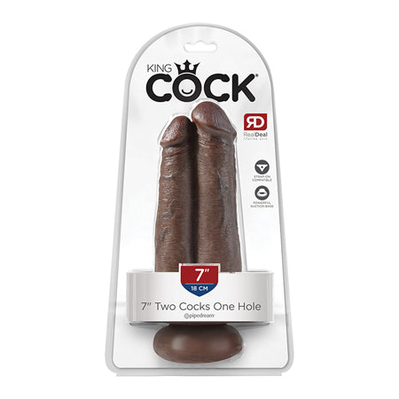 Pipedream King Cock 7 in. Two Cocks One Hole Dual Dildo With Suction Cup-Pinkfoxxx
