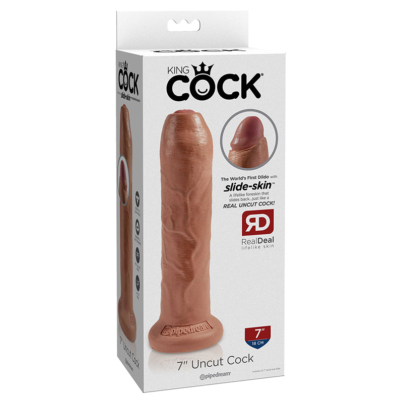 Pipedream King Cock 7 in. Uncut Cock Realistic Dildo With Moveable Foreskin & Suction Cup-Pinkfoxxx