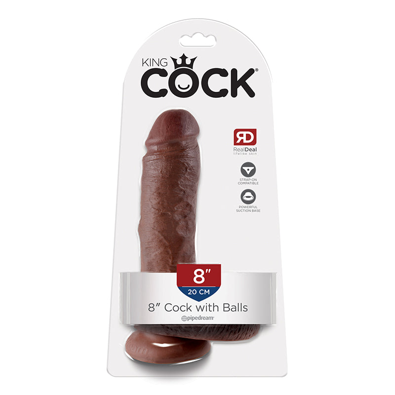 Pipedream King Cock 8 in. Cock With Balls Realistic Suction Cup Dildo-Pinkfoxxx