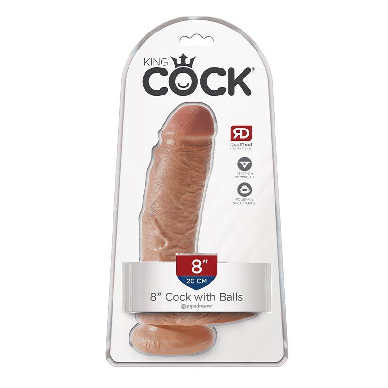 Pipedream King Cock 8 in. Cock With Balls Realistic Suction Cup Dildo-Pinkfoxxx