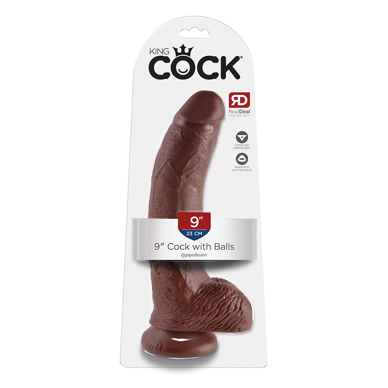 Pipedream King Cock 9 in. Cock With Balls Realistic Suction Cup Dildo-Pinkfoxxx