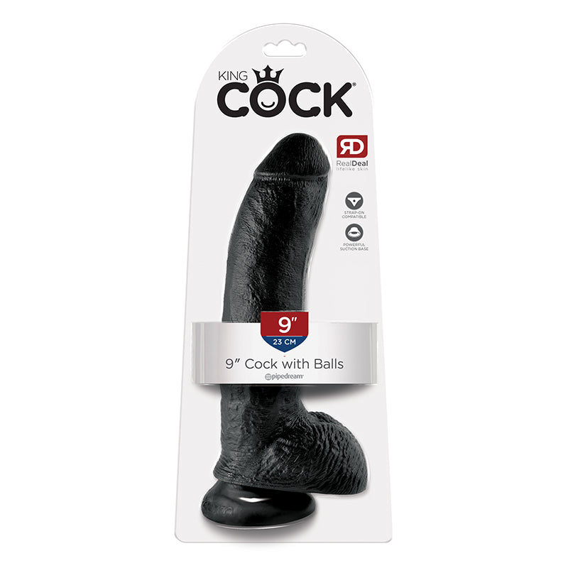 Pipedream King Cock 9 in. Cock With Balls Realistic Suction Cup Dildo-Pinkfoxxx