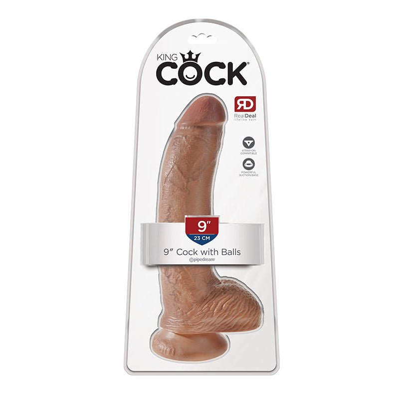 Pipedream King Cock 9 in. Cock With Balls Realistic Suction Cup Dildo-Pinkfoxxx
